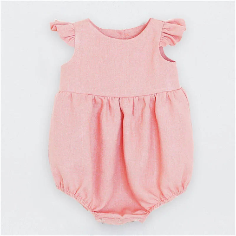 Baby Girl Clothes Summer Baby Romper Short Sleeves Linen Cotton Newborn Clothing One Piece Baby Clothes Girl Jumpsuits Fashion