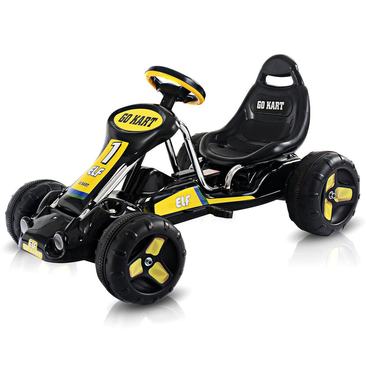 Kids Pedal Go Cart with Adjustable Seat and Non-Slip Wheels