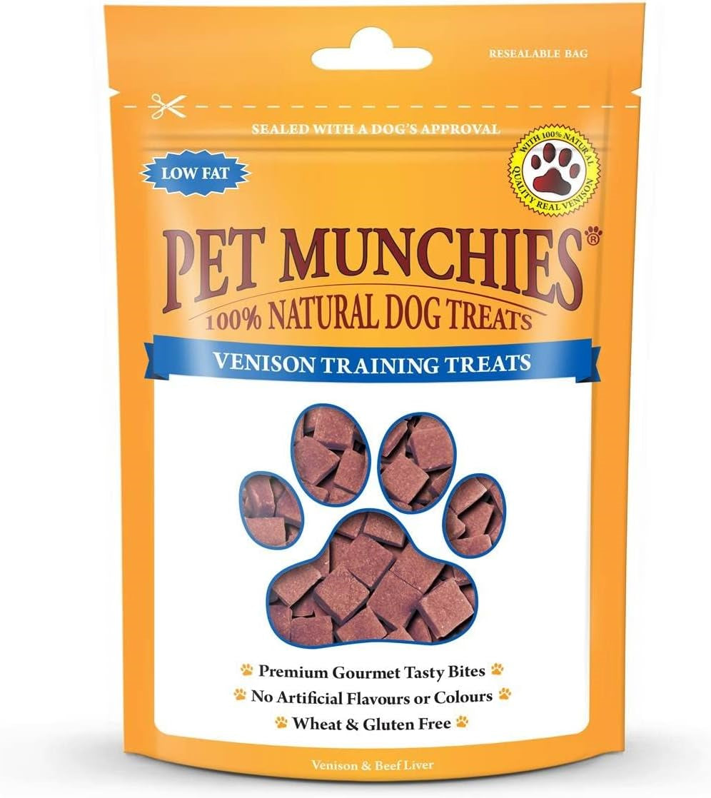 Pet Munchies Venison & Beef Liver Dog Training Treats, Grain Free Tasty Bites In