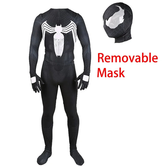 Black Spiderman Venom Symbiote Cosplay Costume Superhero Cosplay Halloween Costume Jumpsuit Zentai Suit Spider Bodysuit Costume