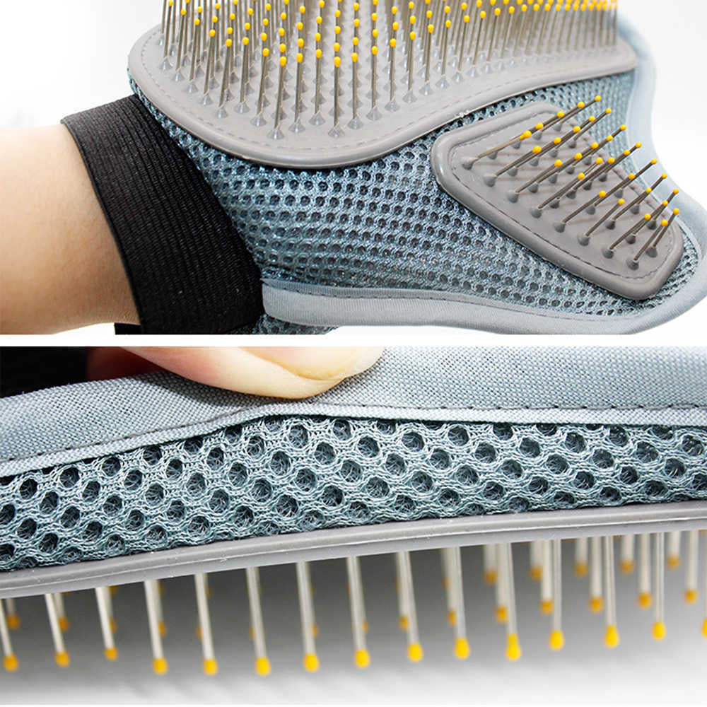 Breathable Heavy Duty Pet Grooming Glove Hair Removal Cat Dog Mitts Gentle Brush