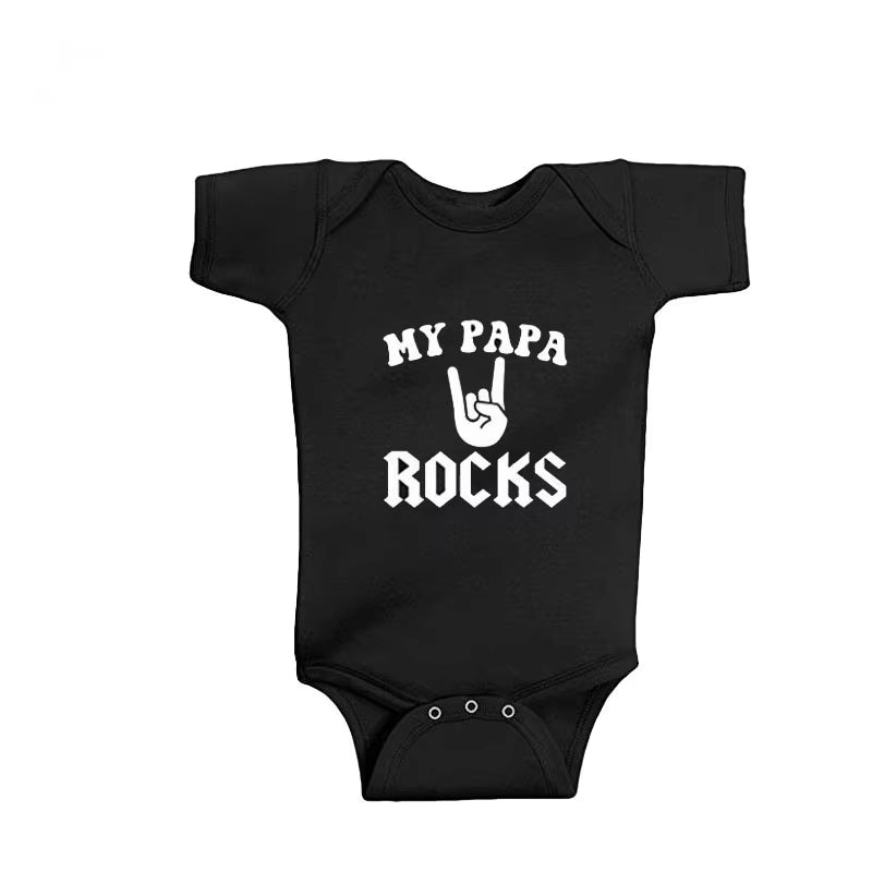 New Arrival Baby Clothes Rock Black Cotton Short Sleeve Baby Bodysuit Baby Boys Girls Clothes Funny Baby Clothing 0-18M