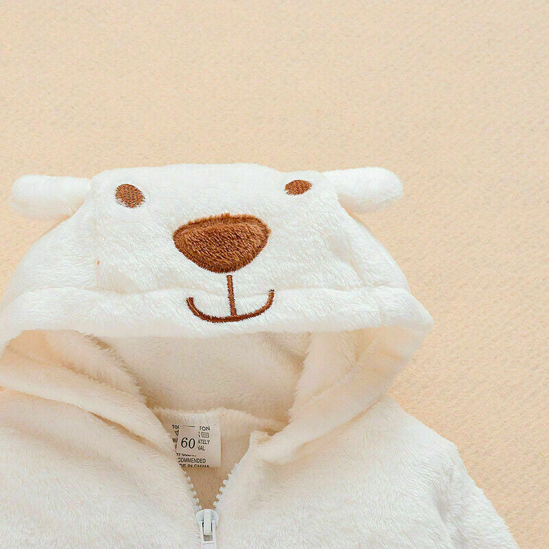 Newborn Baby Boy Girl Kids Bear Hooded Romper Jumpsuit Bodysuit Clothes Outfits