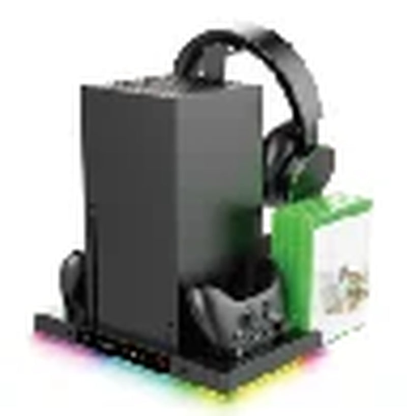 Cooling Fan Stand&Charging Station for Xbox Series X Console&Controller with 15RGB Color Light,Storage with 3-Levels Fan System