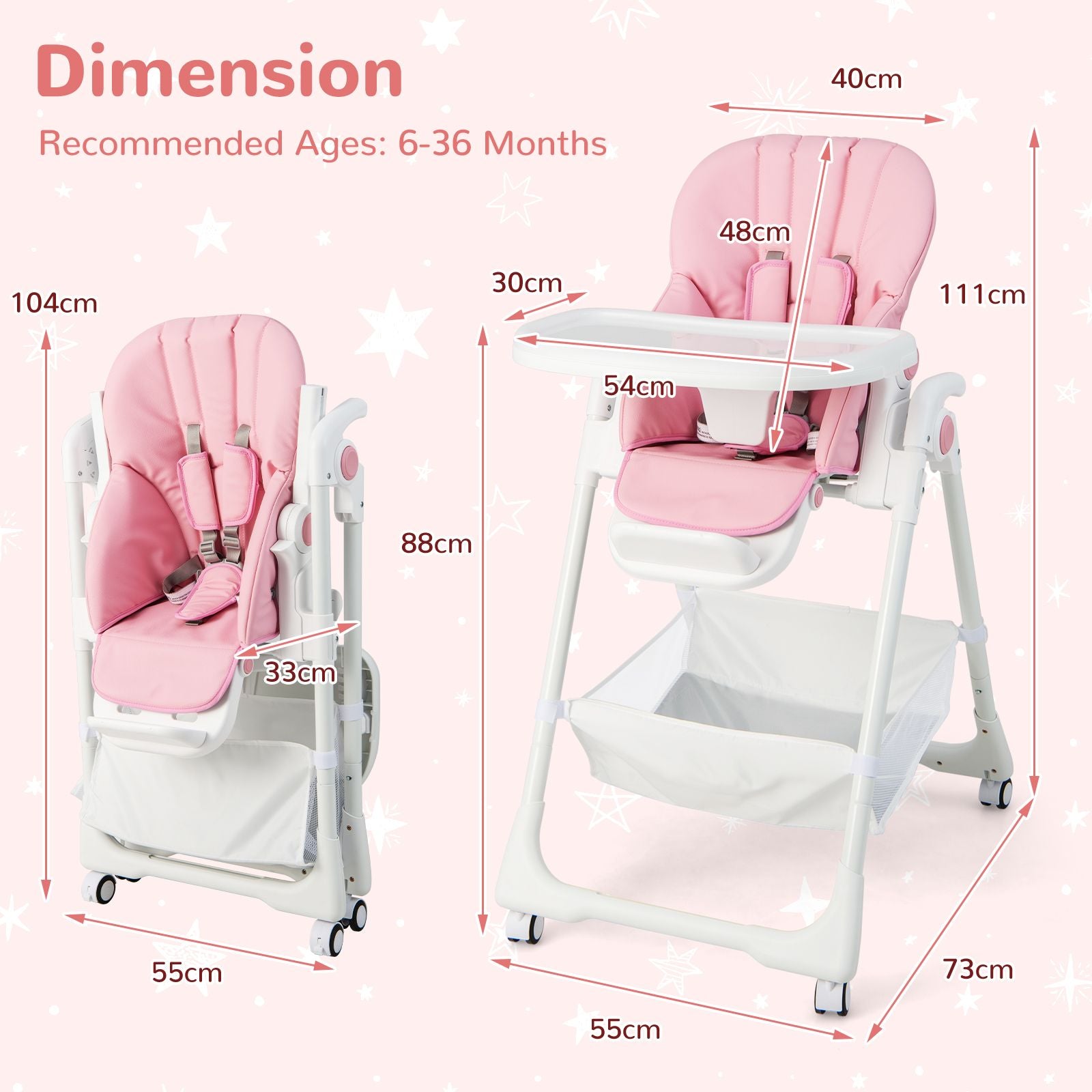 Baby Highchair with Safe, Adjustable and Folding Design