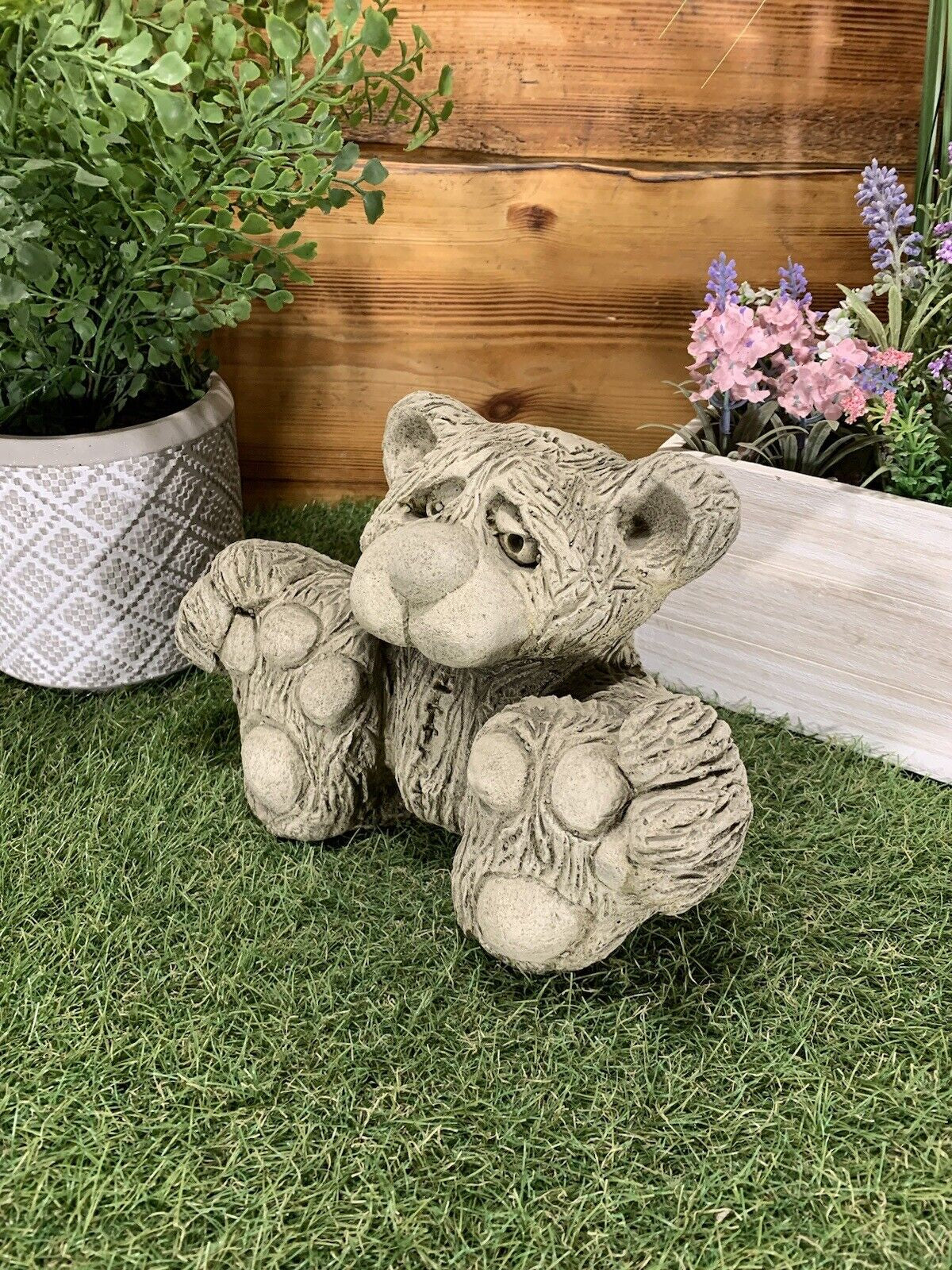 STONE GARDEN CUTE TEDDY BEAR DETAILED CONCRETE GARDEN ORNAMENT