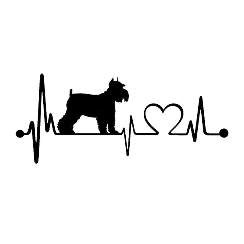 Car Sticker 3D 15.2*6.4CM Schnauzer Heartbeat Dog Funny Car Sticker Car Vinyl Laser Car Styling Bumper Decoration