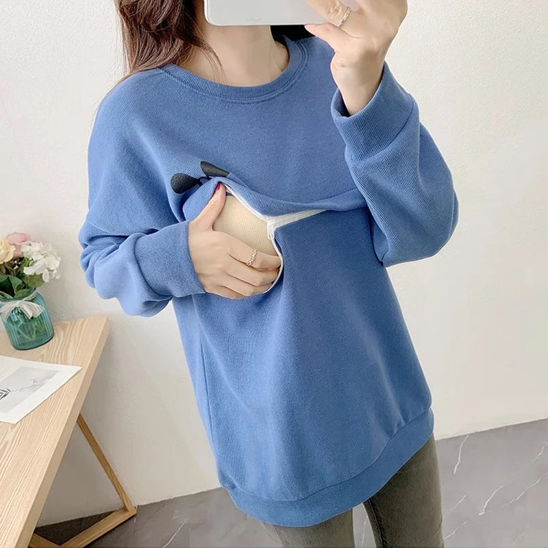 Pregnancy Clothes Autumn Breastfeeding Sweater Themselves for Nursing Mothers Breastfeeding Clothes Pregnant Clothes 9190