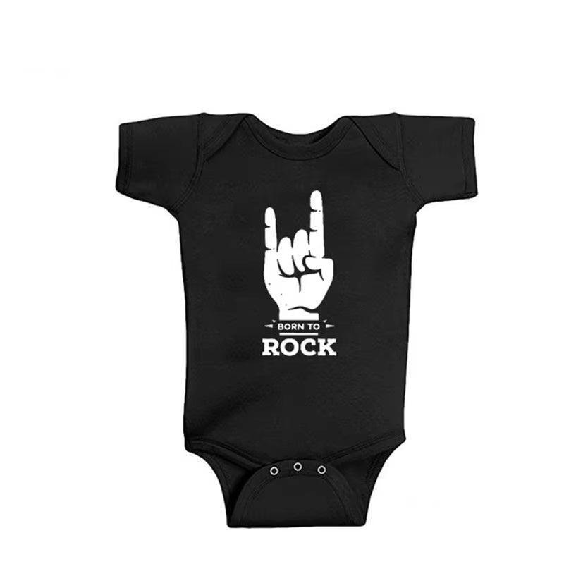 New Arrival Baby Clothes Rock Black Cotton Short Sleeve Baby Bodysuit Baby Boys Girls Clothes Funny Baby Clothing 0-18M