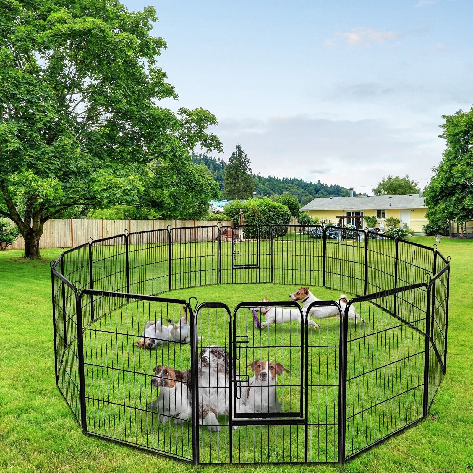 120 CM 8-Panel Height Anti-Rust Pet Playpen with Lockable Gate