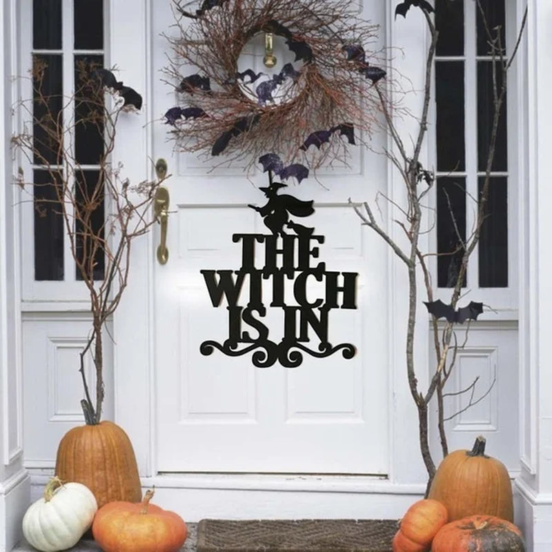 Halloween Door Decoration the Witch Is in Halloween Hanging Sign Door Hanging Ornaments Halloween Party Decoration for Home