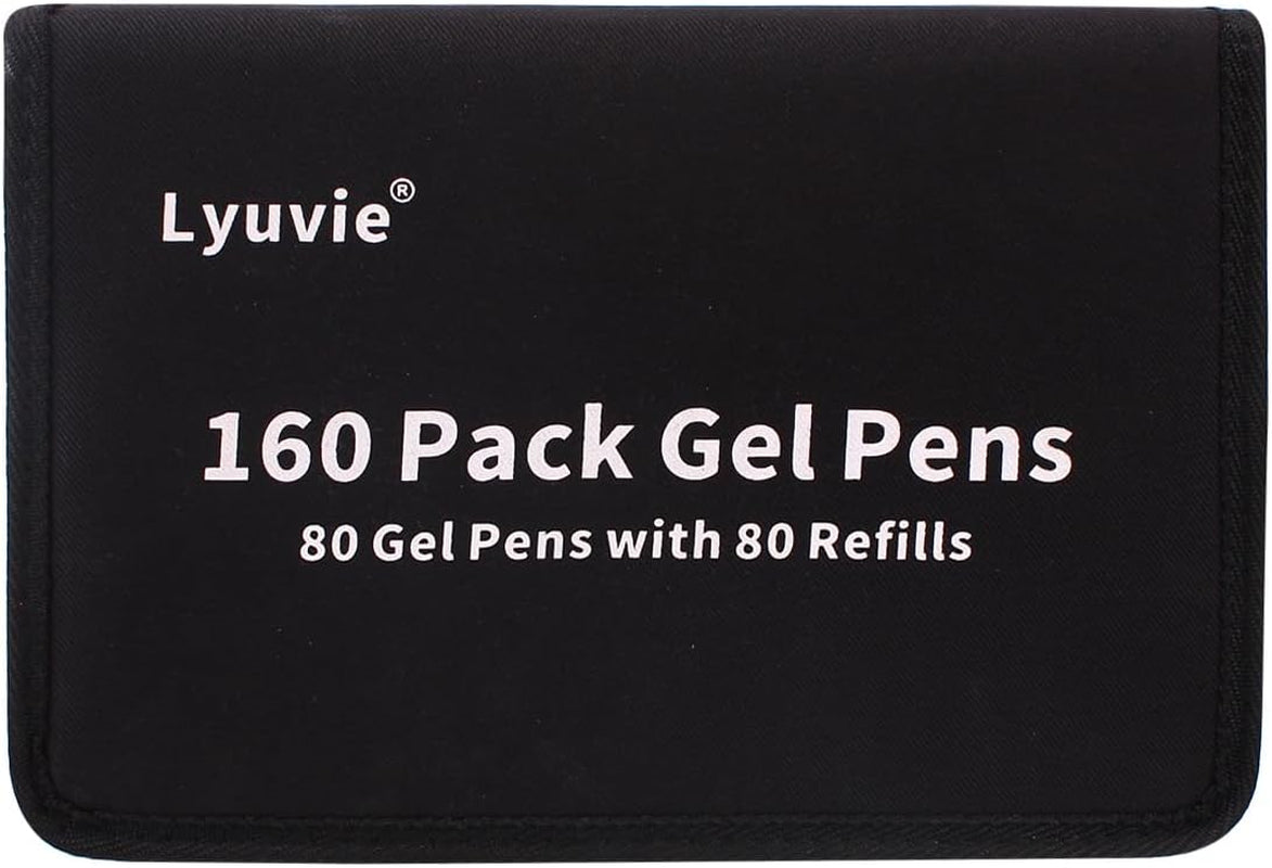 Lyuvie 160 Pack Glitter Gel Pens Set,80 Coloured Gel Pens with 80 Glitter & 1