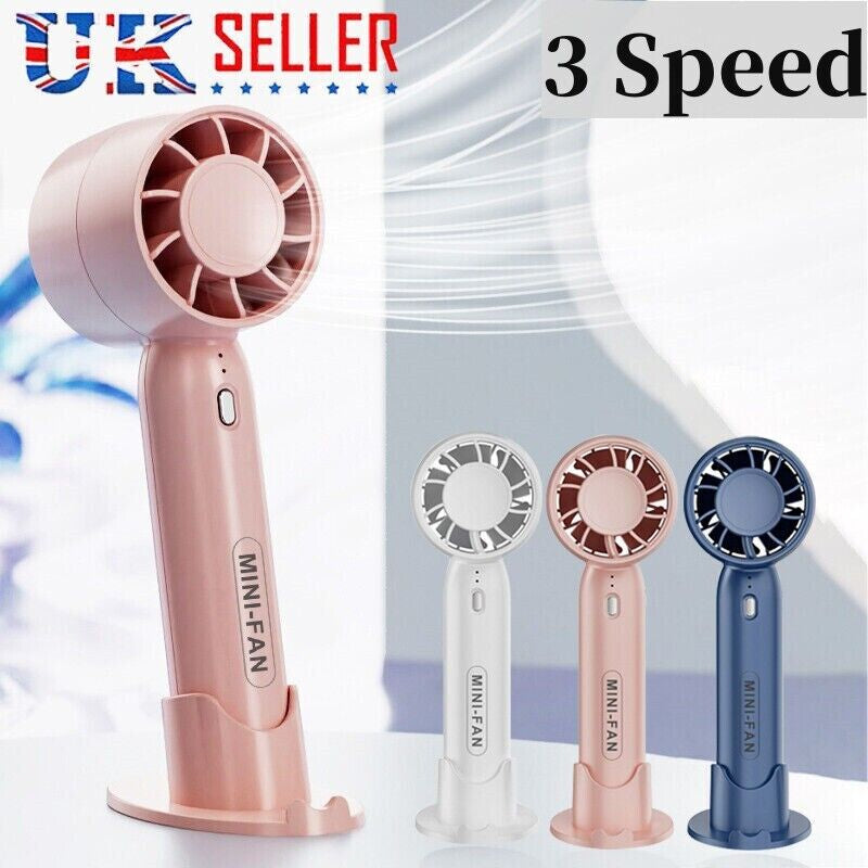 Portable Hand-Held Fan Mini Folding Desk Fan Cooler Cooling USB Rechargeable UK