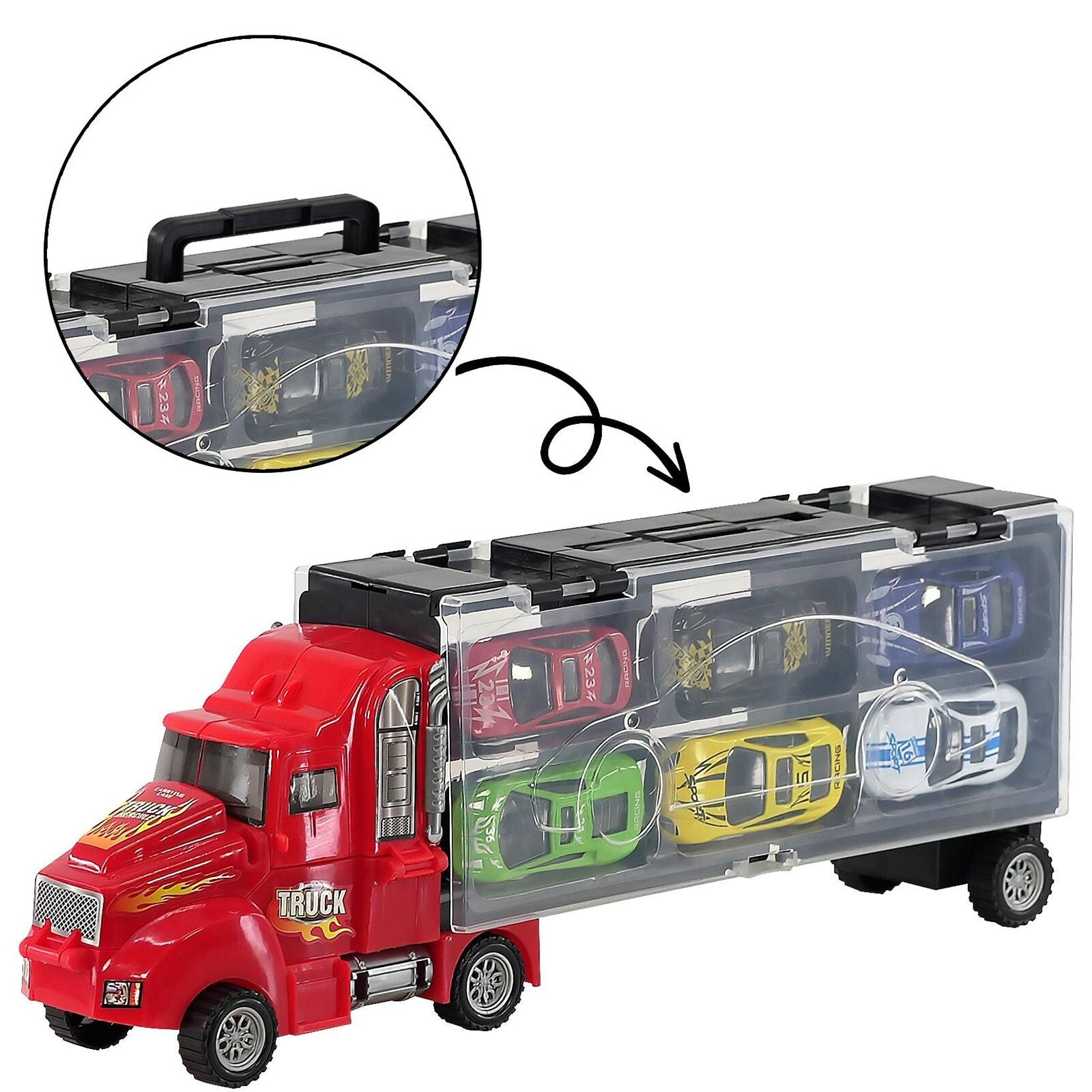 Toy Truck Carrier & 6 Mini Cars Play Set Transport Car Toys Lorry Truck Kids Toy