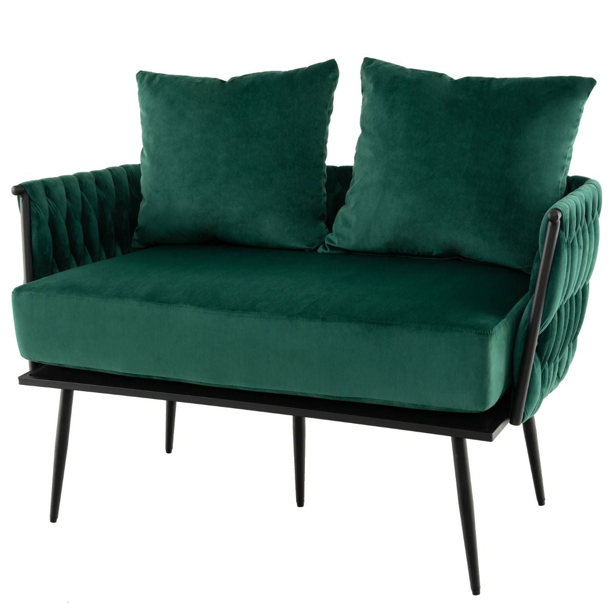 Modern Loveseat Sofa with Woven Back and Arms