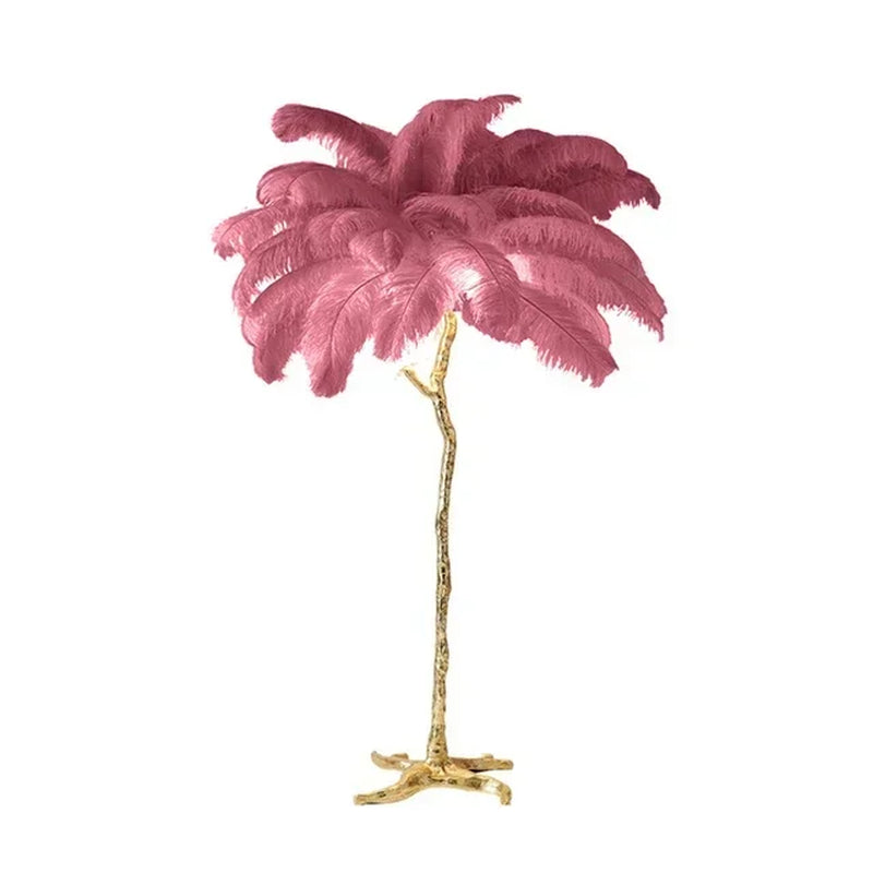 Nordic Ostrich Feather Led Floor Lamp Resin Copper Living Room Home Decor Standing Light Indoor Lighting Bedroom Bedside Light