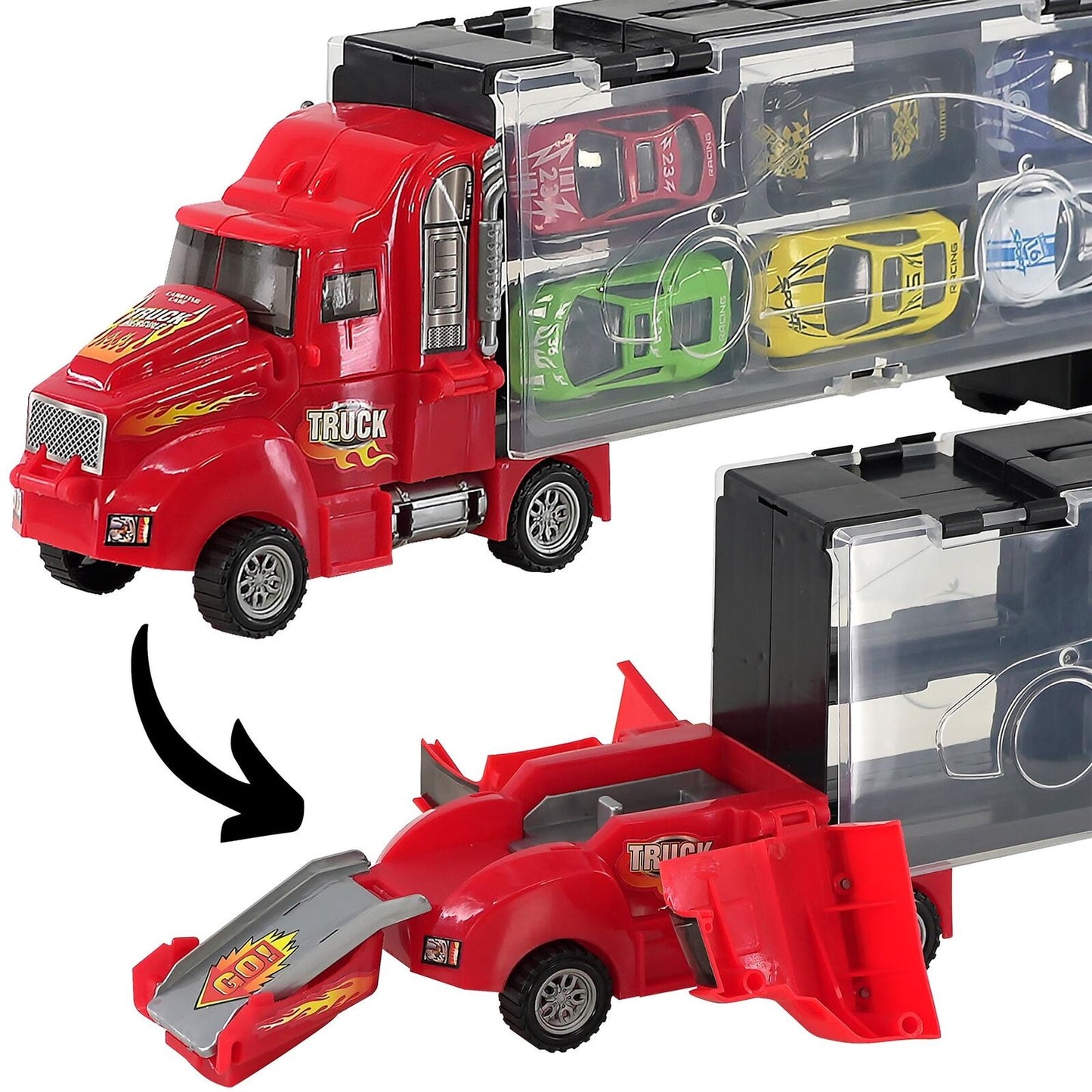 Toy Truck Carrier & 6 Mini Cars Play Set Transport Car Toys Lorry Truck Kids Toy