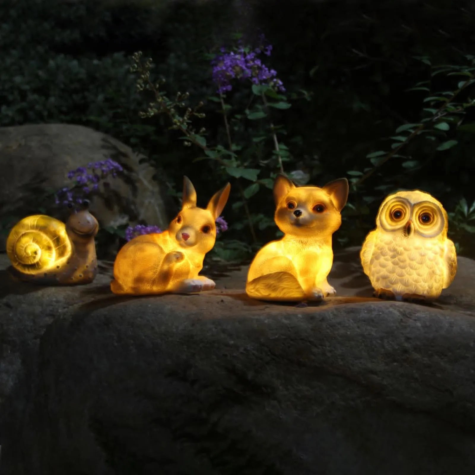 Interesting Solar Energy Garden Light Waterproof Animal Ornament Garden Lamp Dog Rabbit Snails Owl Garden Decoration Accessories