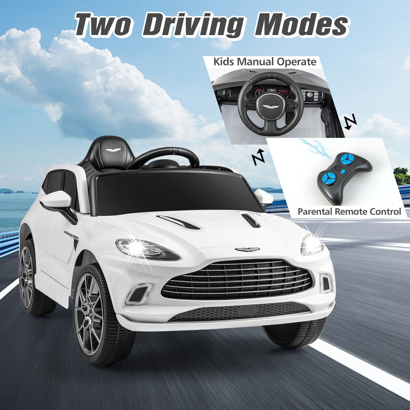 12V Licensed Aston Martin DBX Kids Ride on Car with Dual Lockable Doors