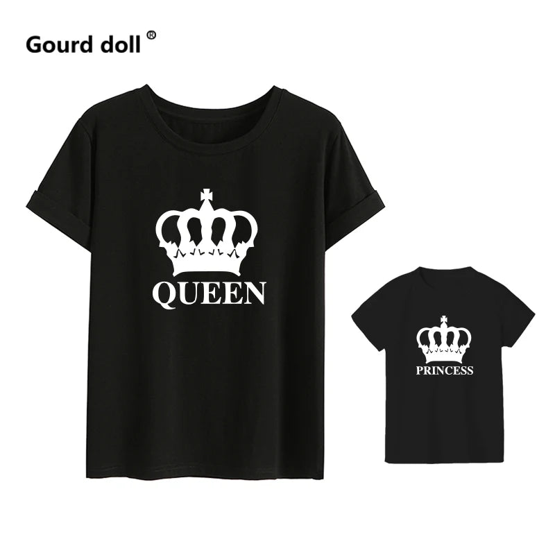 Crown Princess Family Matching Clothes Mommy and Me Clothes Mother Daughter Matching Clothes Mom and Baby Girl Cotton Tshirt