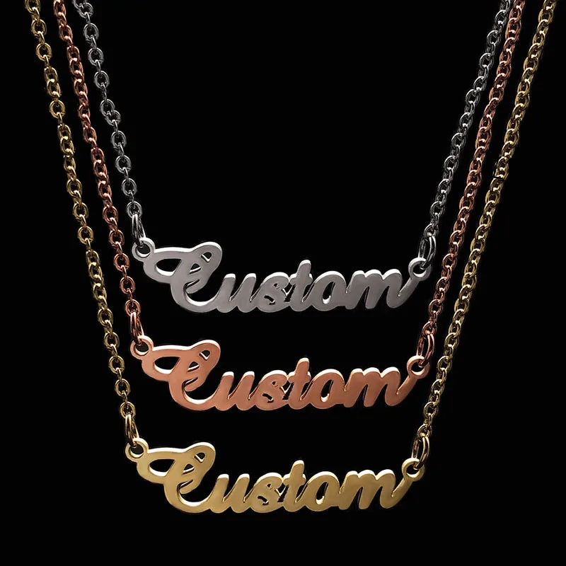 Customized Popular Font Custom Name Necklace for Women Men Gold Silver Color Name Necklace Personalized Stainless Steel Jewelry