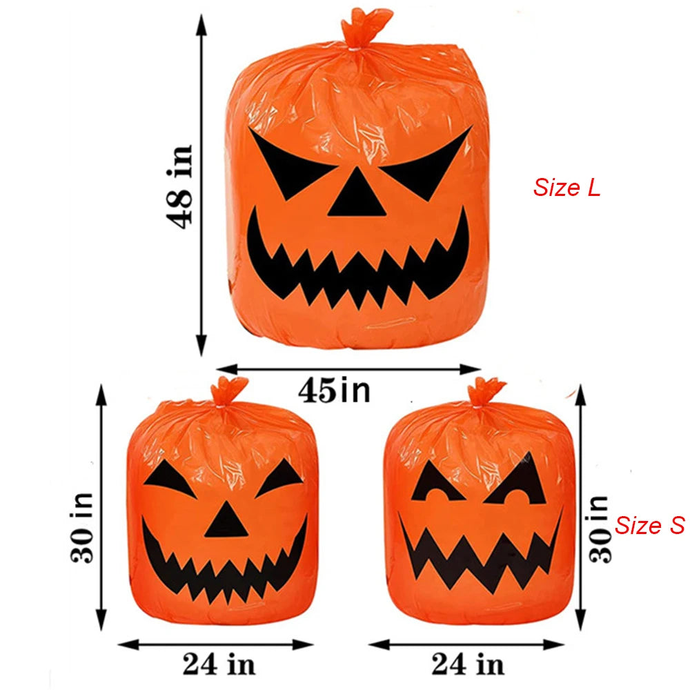 Halloween Outdoor Decorations for Home Pumpkin Plastic Garbage Leaf Bags Yard Decor Lawn Bag Happy Halloween Party Props 2024