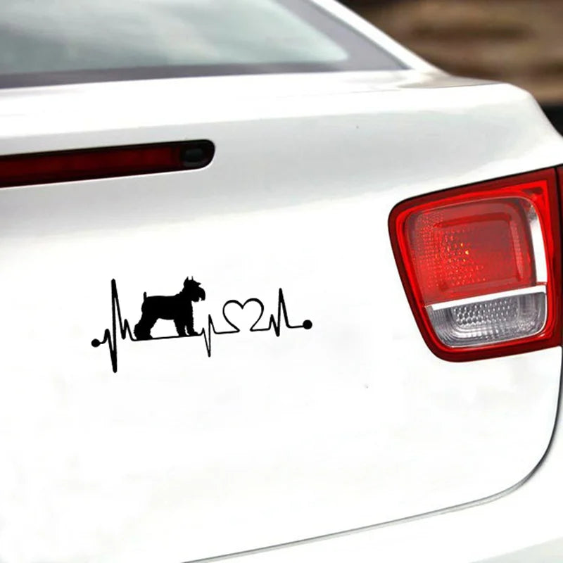 Car Sticker 3D 15.2*6.4CM Schnauzer Heartbeat Dog Funny Car Sticker Car Vinyl Laser Car Styling Bumper Decoration