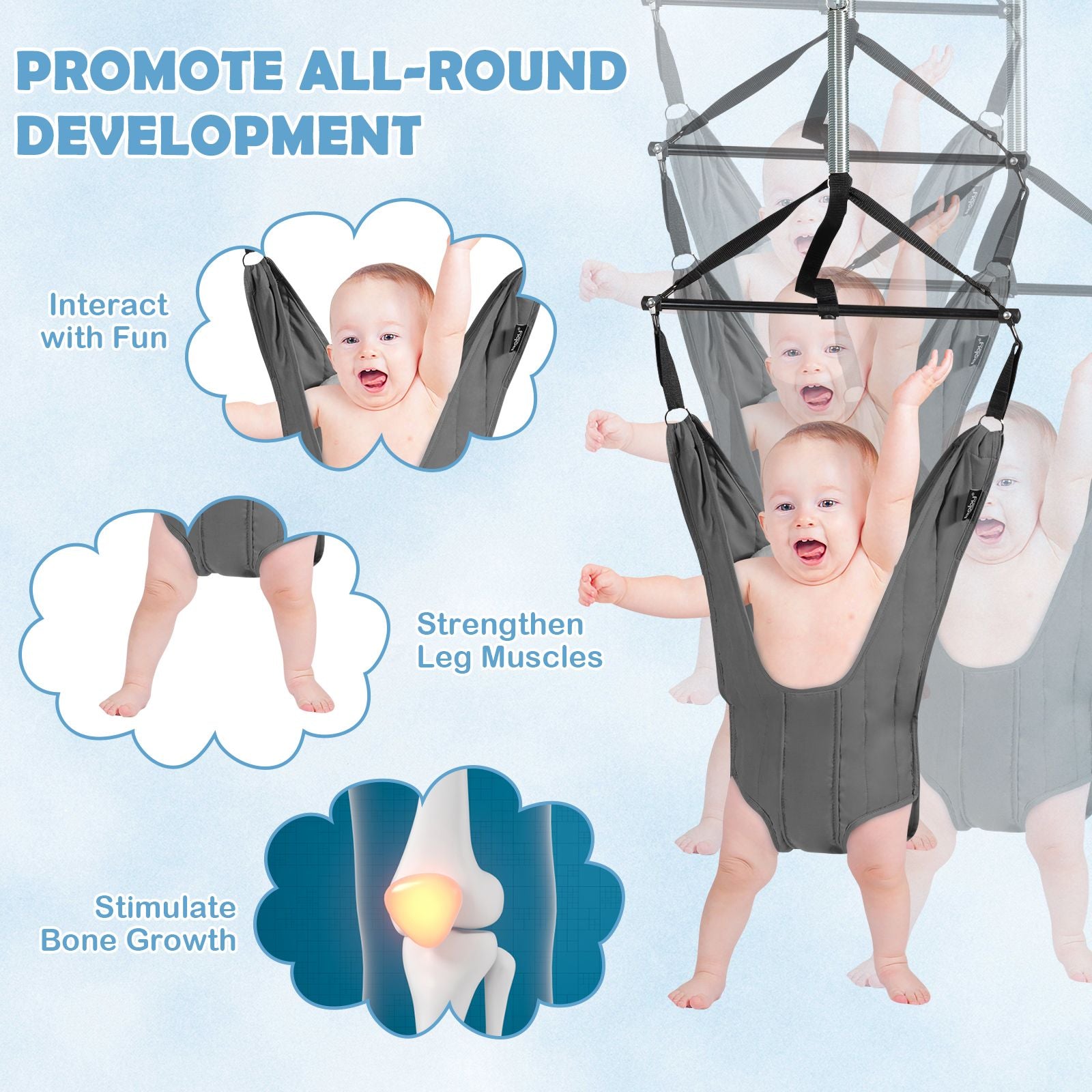 Baby Bouncer Jumper Exerciser with High-Strength Fixing Clamp