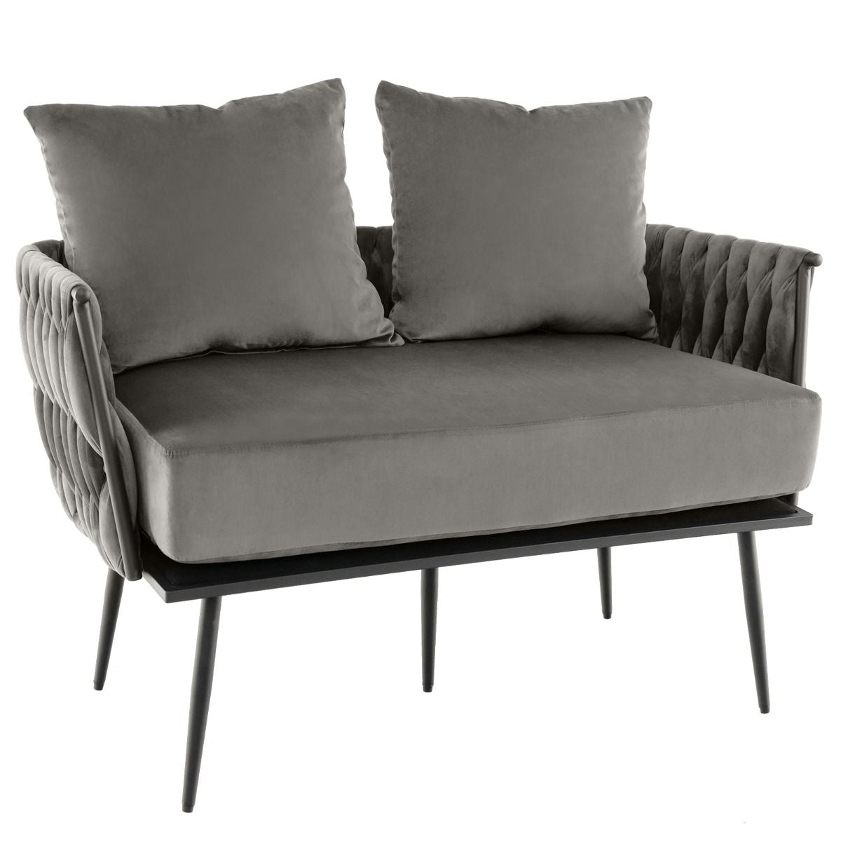 Modern Loveseat Sofa with Woven Back and Arms