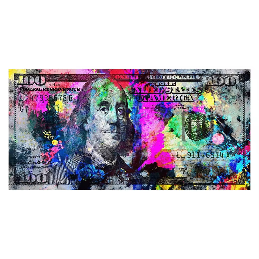 Wall Art Gold Modern Popular Colorful Hundred Money Canvas Painting Quadro Street Art Abstract Poster Wall Picture Home Decor