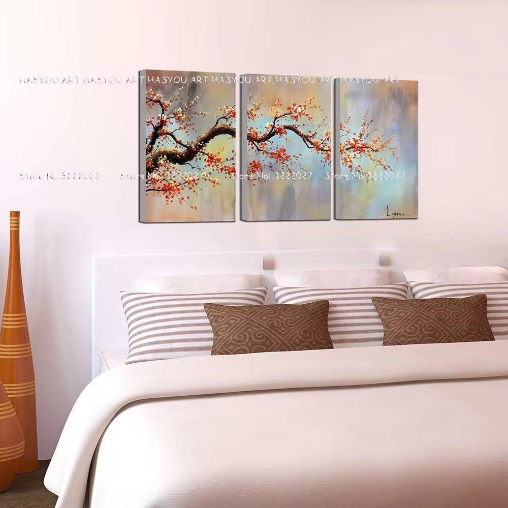 3Pcs Canvas Painting Wall Art and Decoration Modern Abstract Flower Painting Wall Art for Living Room Decoration Unframed