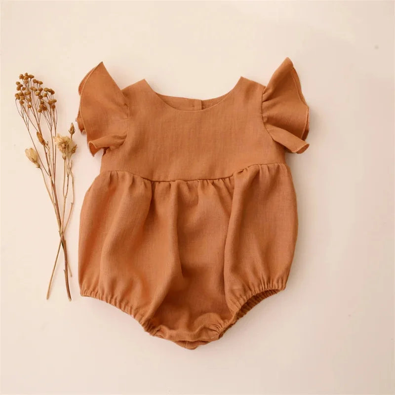 Baby Girl Clothes Summer Baby Romper Short Sleeves Linen Cotton Newborn Clothing One Piece Baby Clothes Girl Jumpsuits Fashion