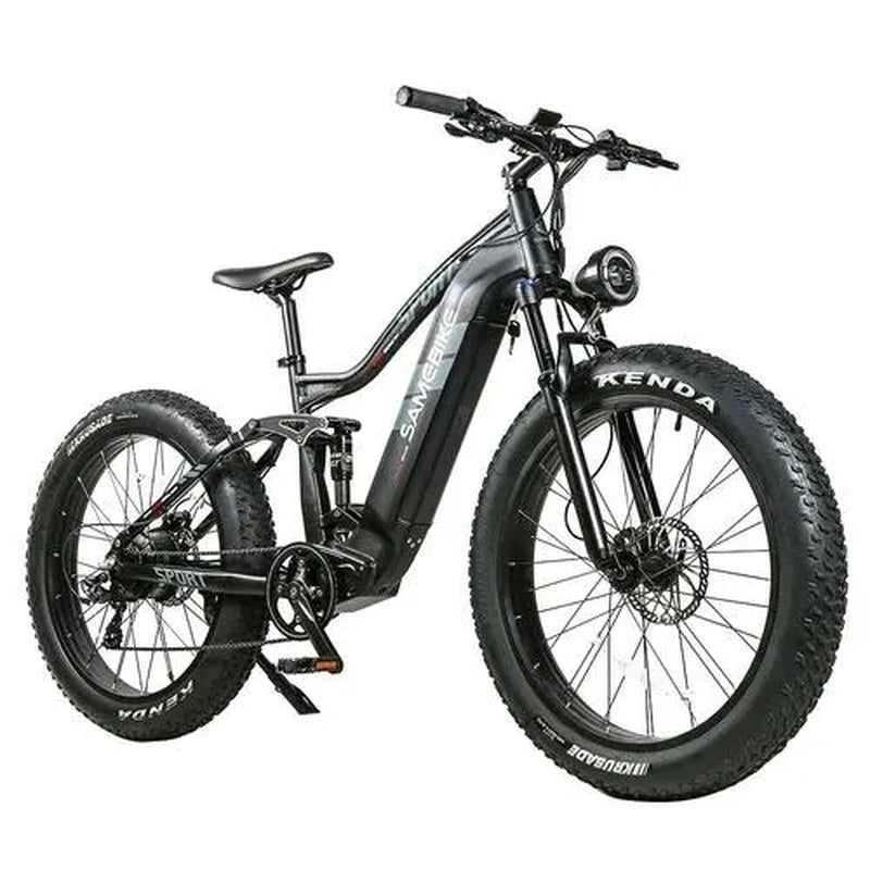 SAMEBIKE RS-A08 Electric Mountain Bike 26*4.0'' KENDA Fat Tires 48V 17Ah SAMSUNG Battery 750W Bafang Motor 35Km/H Max Speed Shimano 7 Speed Gear Double Suspension System - Black