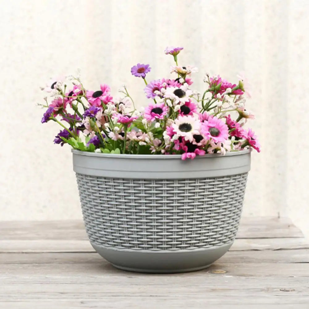 Imitation Rattan Wicker Wall Hanging Flower Pot Basket Balcony Garden Planter Garden Pots Planters Garden Decoration