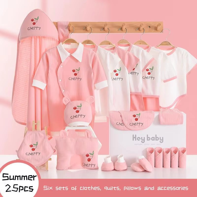 18/23/25Pieces Newborn Baby Clothes Pure Cotton Baby Clothes Set 0-6 Months Summer Kids Clothes Suit Unisex without Box