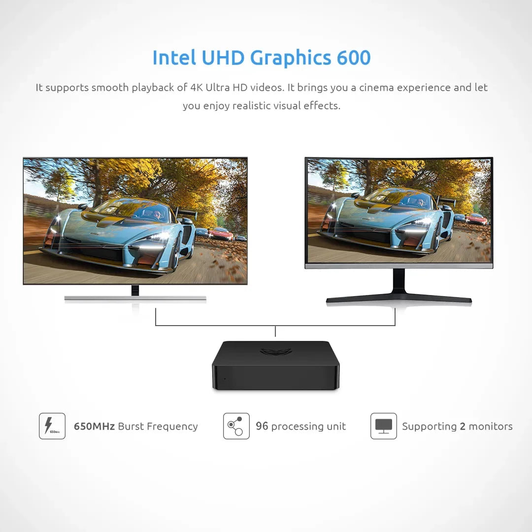 Mini PC B1PRO Windows 11 8GB RAM 128GB ROM Intel N4000 M.2 Slot Computer Dual-Band Wifi HDMI VGA Bluetooth Mini PC