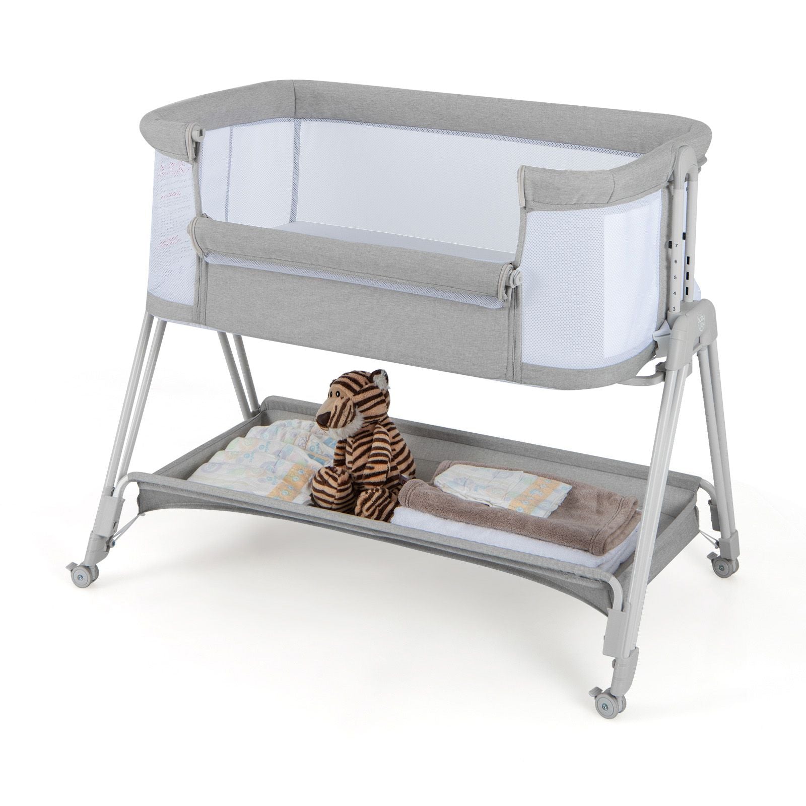 Baby Bedside Crib with Mattress for Birth to 9Kg