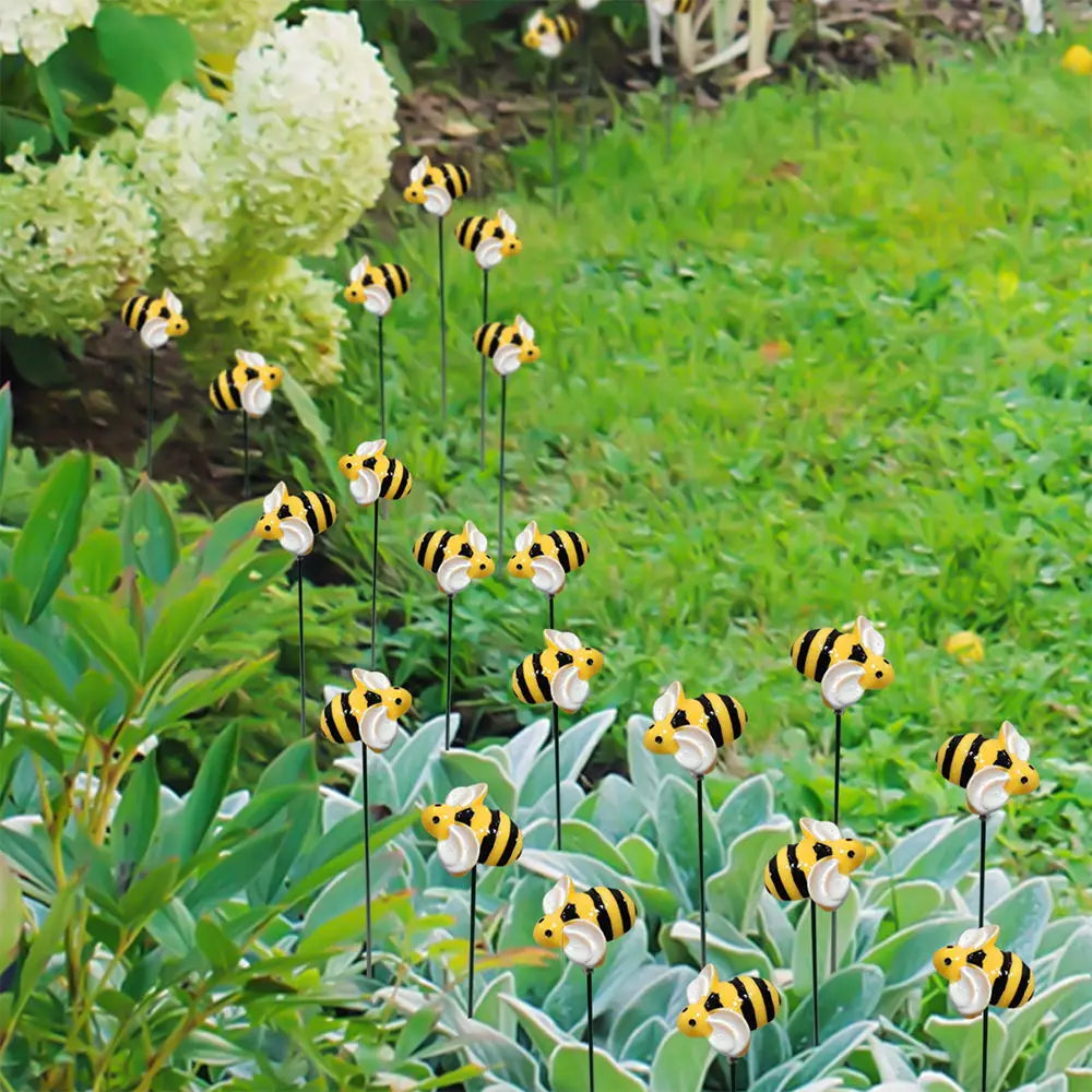 10Pcs Bee Garden Stakes Outdoor Iron Insect Beds Pot Stakes Ornament Yard Art Outdoor Decoration Garden Supplies