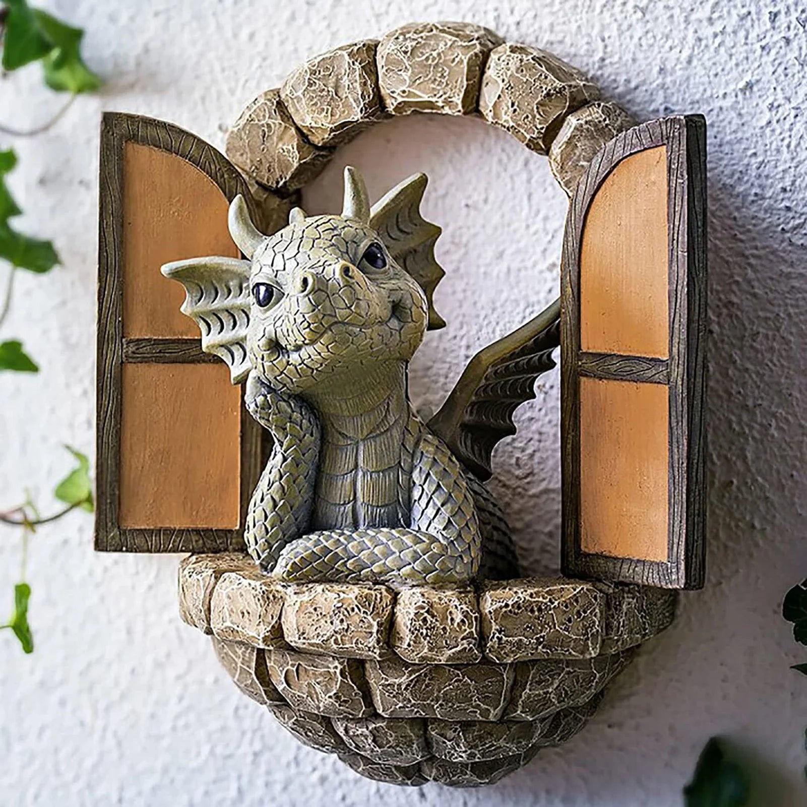 Garden Statues Courtyard Dragon Sculpture-Resin Garden Statue Outdoor Weatherproof Yard Garden Decor Tuinposters Voor Buiten