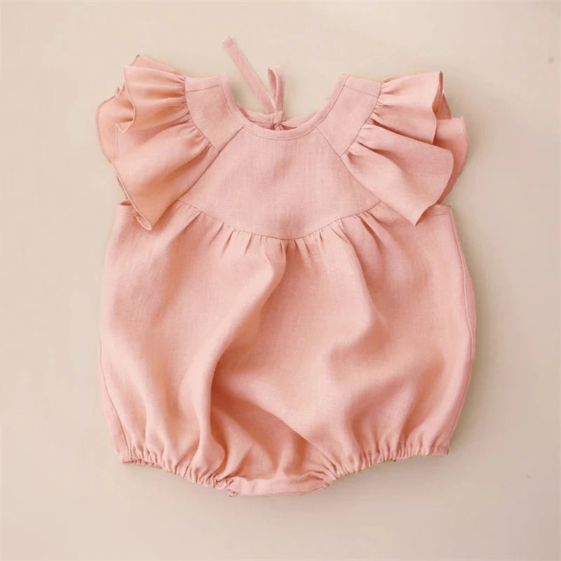 Baby Girl Clothes Summer Baby Romper Short Sleeves Linen Cotton Newborn Clothing One Piece Baby Clothes Girl Jumpsuits Fashion