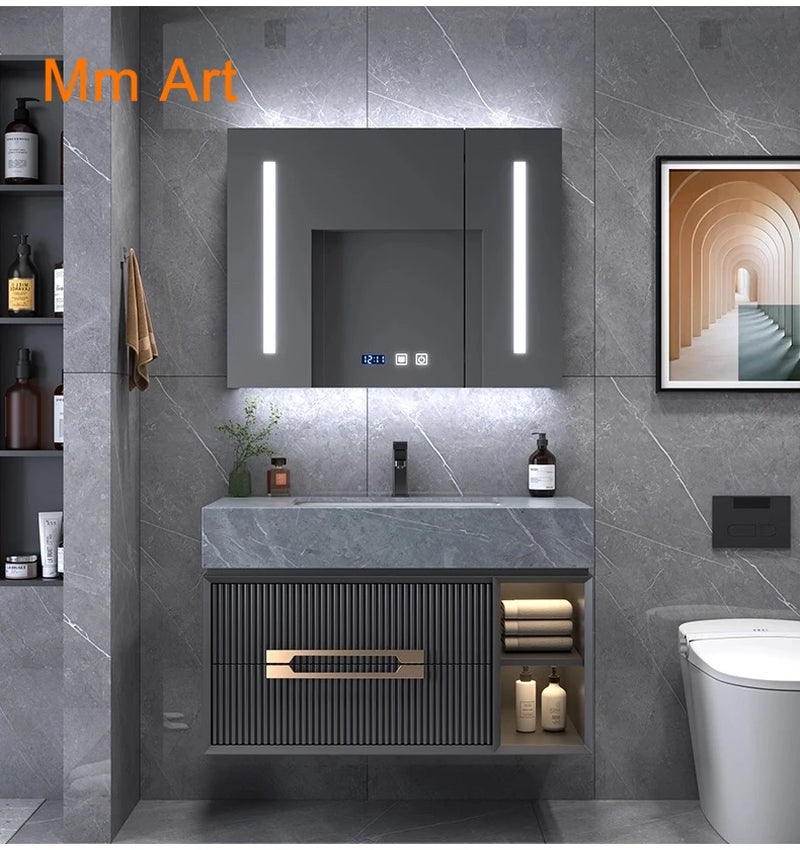 Hot Sale Best Quality Bathroom Double Sink Rock Stone Vanity Luxury Bathroom Cabinet