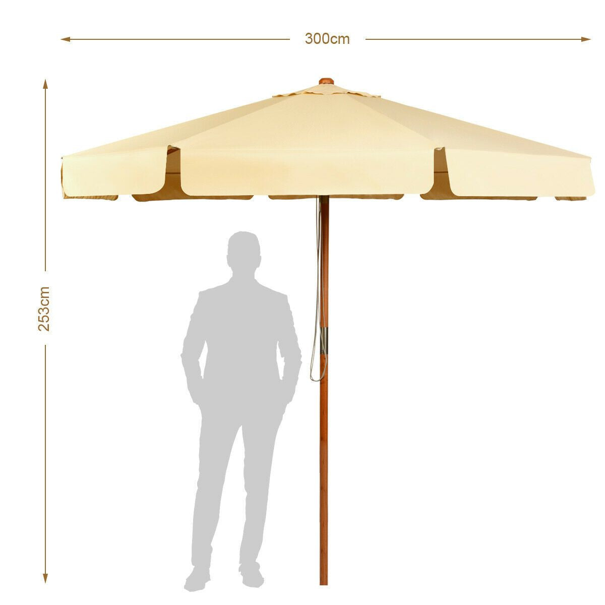 3M Garden Parasol Umbrella Garden Outdoor Sun Shade