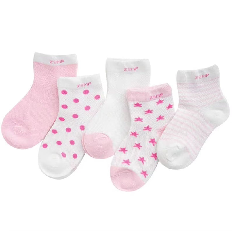 5Pairs/Lot Summer Mesh Breathable Baby Socks Newborn Cartoon Sock for Girls Boys Baby Clothes Accessories