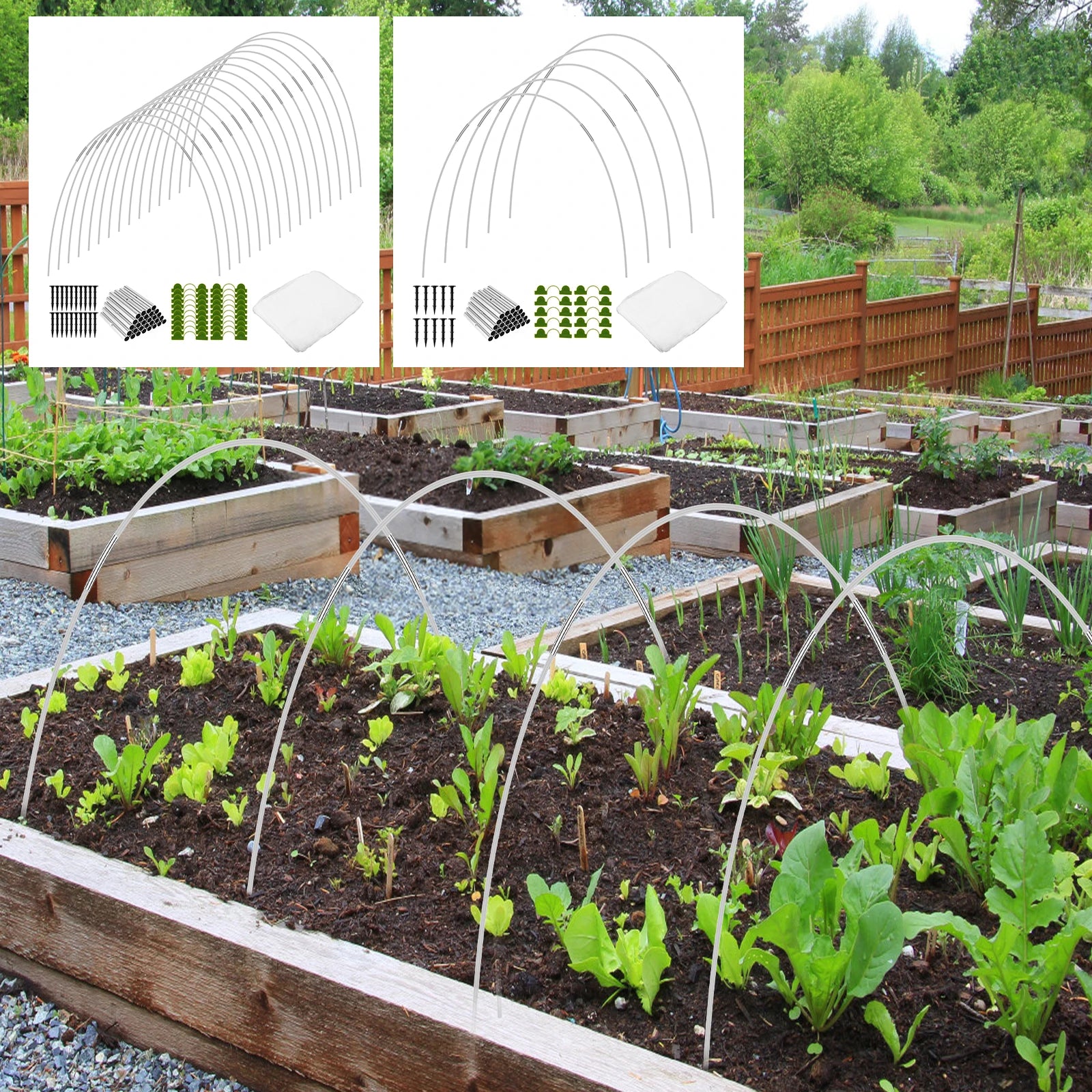 15Pcs Greenhouse Hoop Garden Netting Kit Garden Hoop House Greenhouse Support Frame for Garden Plant Raised Bed Greenhouse Tunne