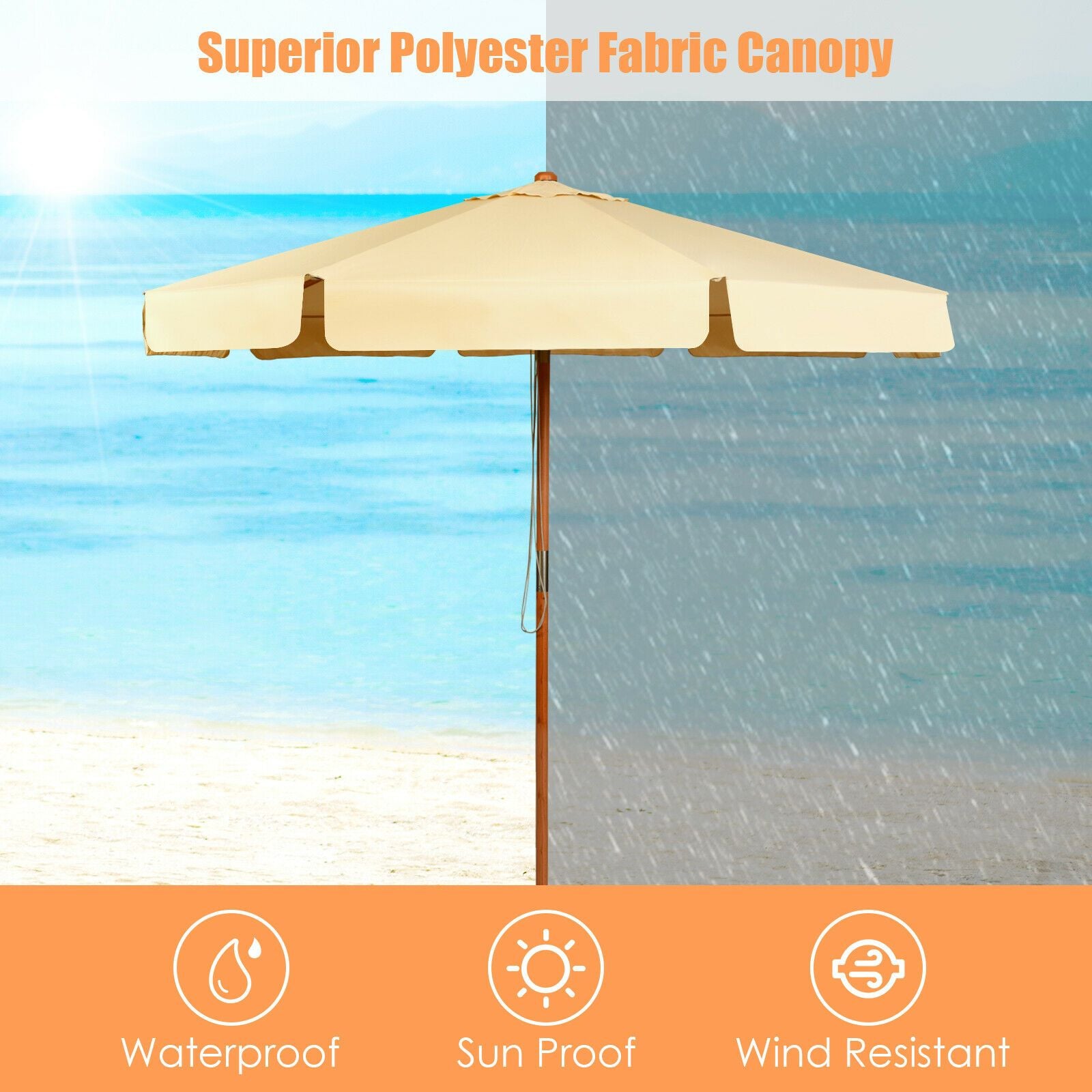 3M Garden Parasol Umbrella Garden Outdoor Sun Shade