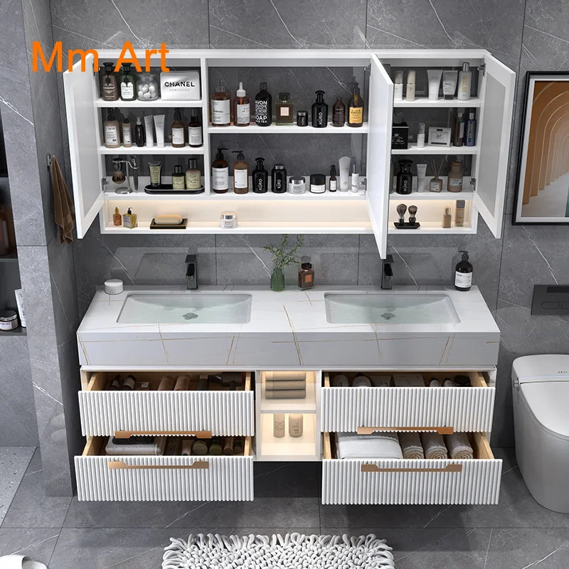 Hot Sale Best Quality Bathroom Double Sink Rock Stone Vanity Luxury Bathroom Cabinet