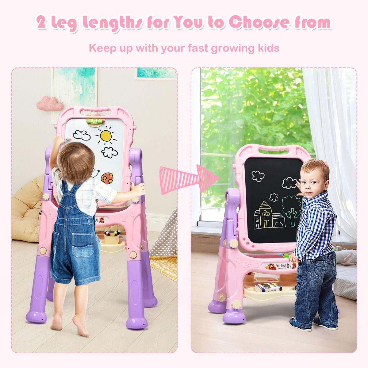 Kid'S Double Sided Boards Easel Magnetic Painting Art