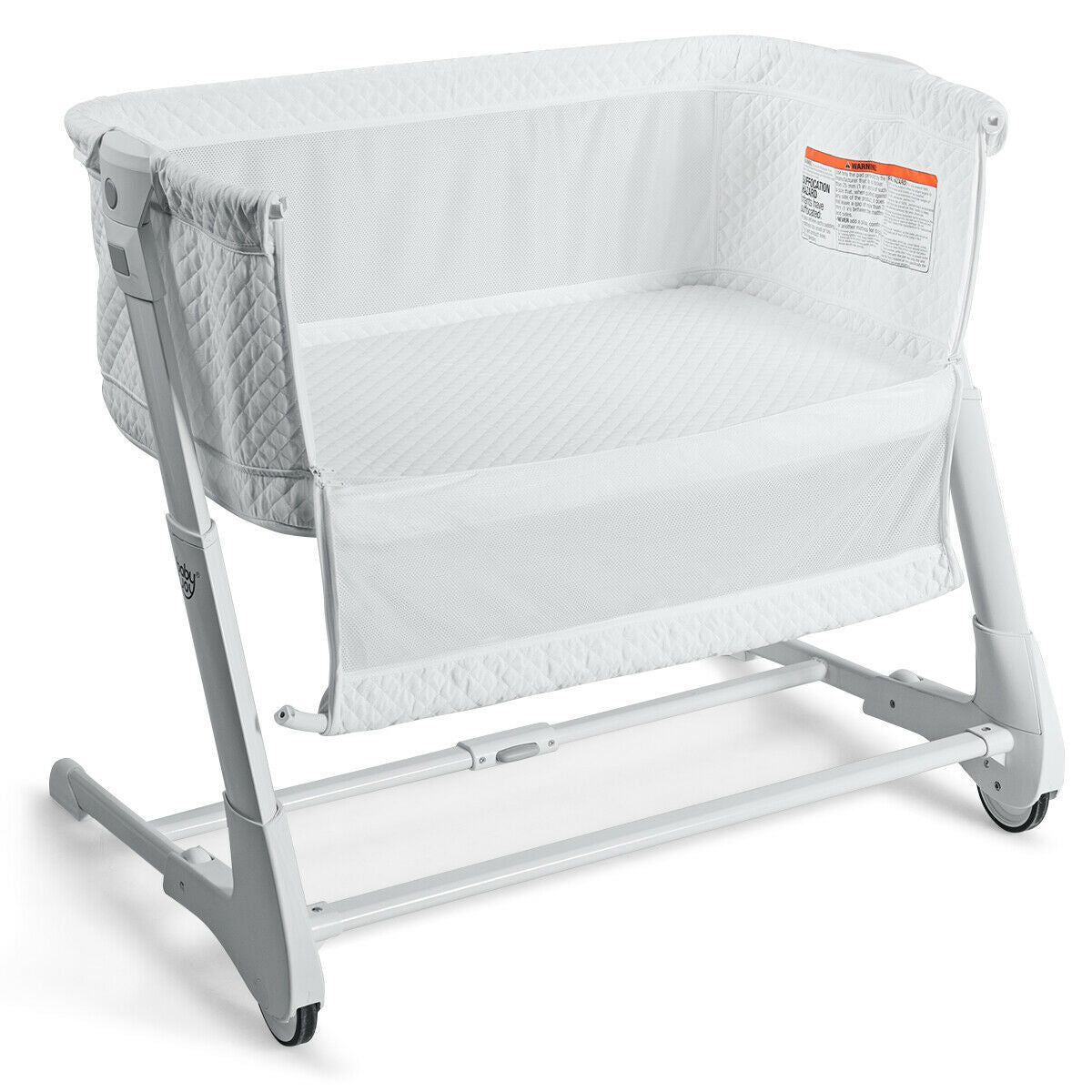 Baby Bedside Cot with Washable Mattress and Breathable Mesh