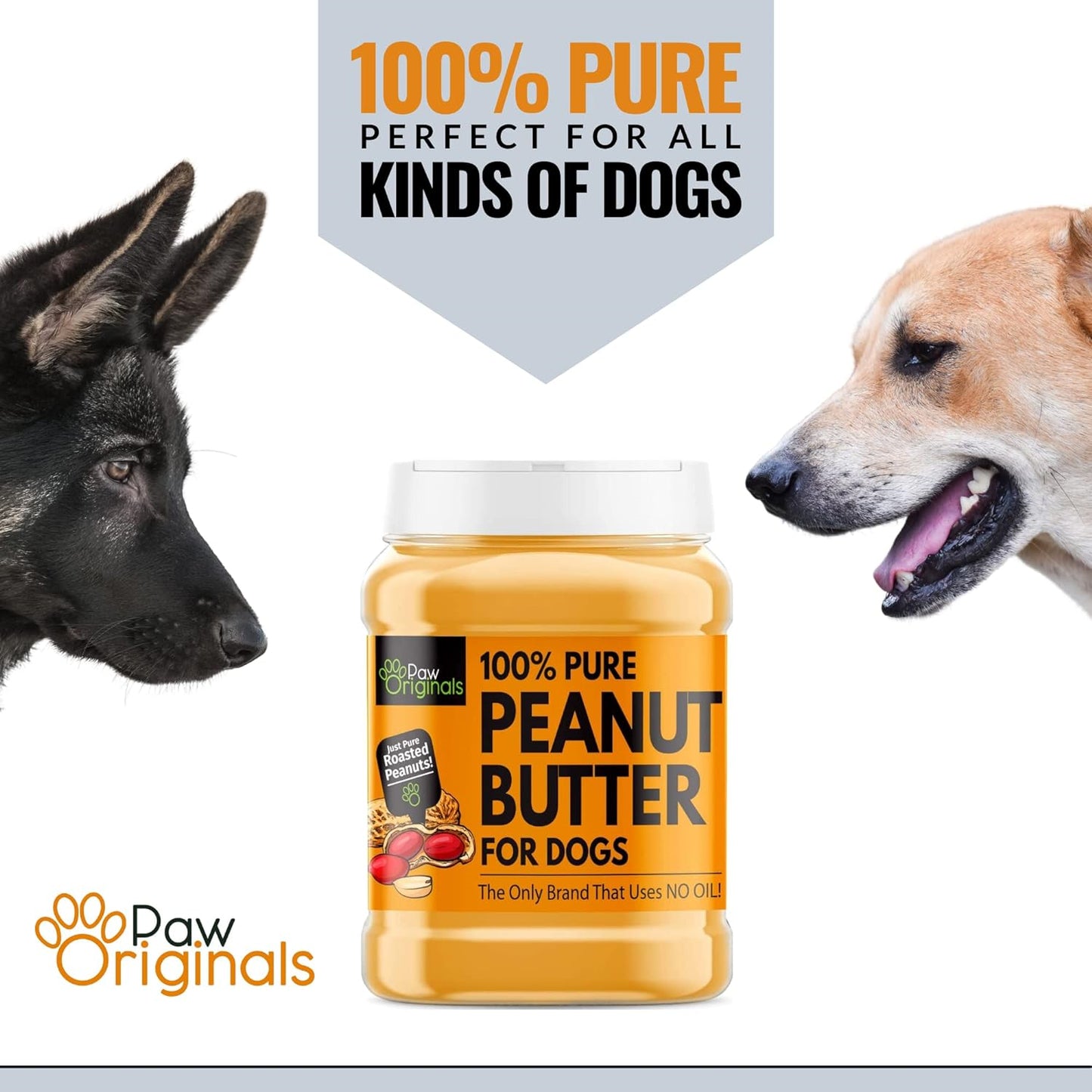 Peanut Butter for Dogs & Puppy - Only Brand with No Added Oil! - No Sugar, Salt,