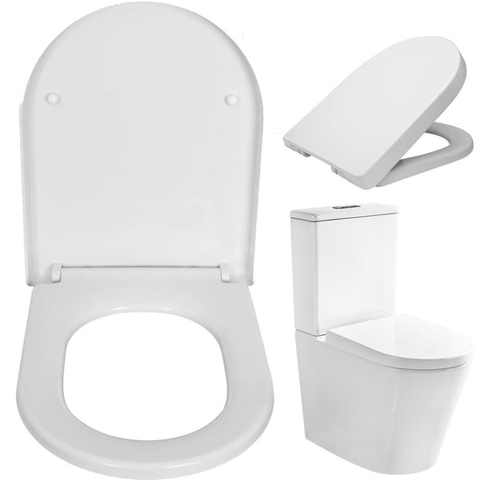 Toilet Seat Soft Close White Top D Shape Quick Release Fixing Hinges Bathroom UK